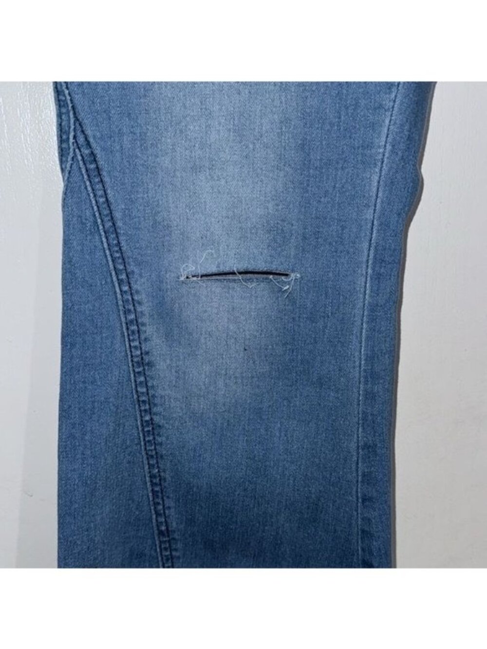 Womens XL Denim Bell-Bottom Jeans With Frayed Hem - Picture 7 of 13